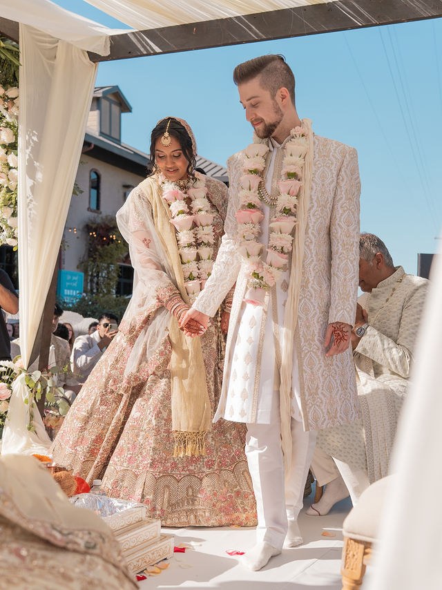 Anika and Caden during their wedding ceremony