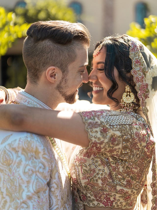 Anika and Caden in a close wedding portrait
