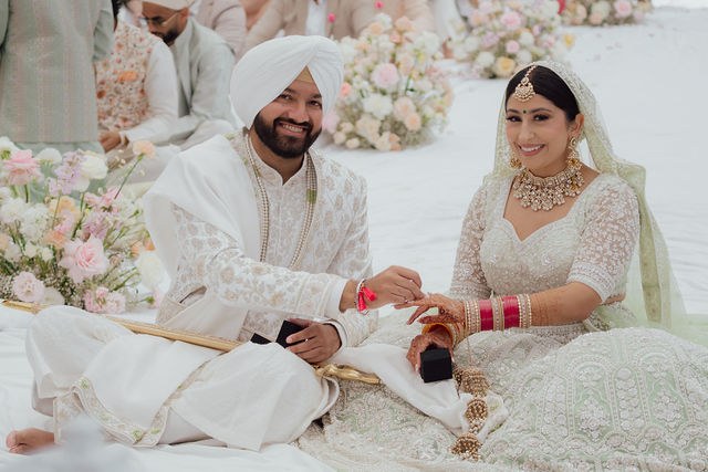 Alisha and Sean sharing a close ceremony moment