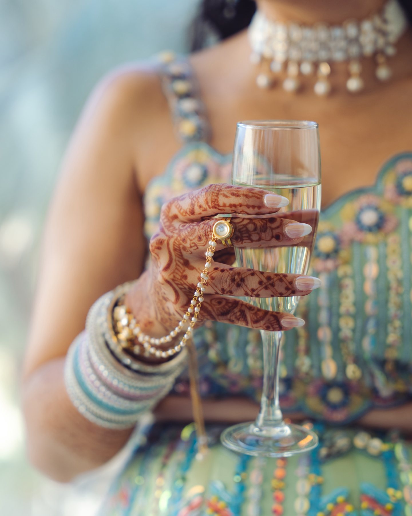 Alisha’s henna and jewellery with a champagne glass