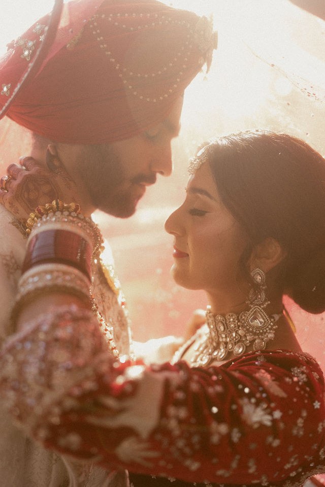 Banpreet and Yugraj in warm wedding-day sunlight