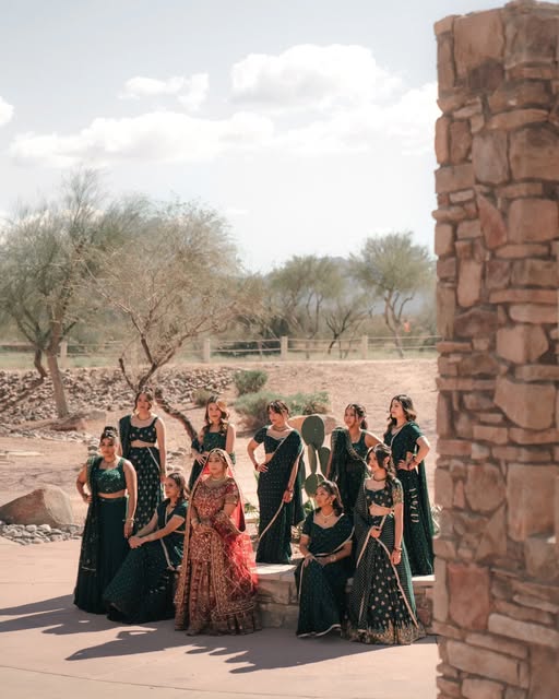 Shachi with her wedding party in their Instagram edit