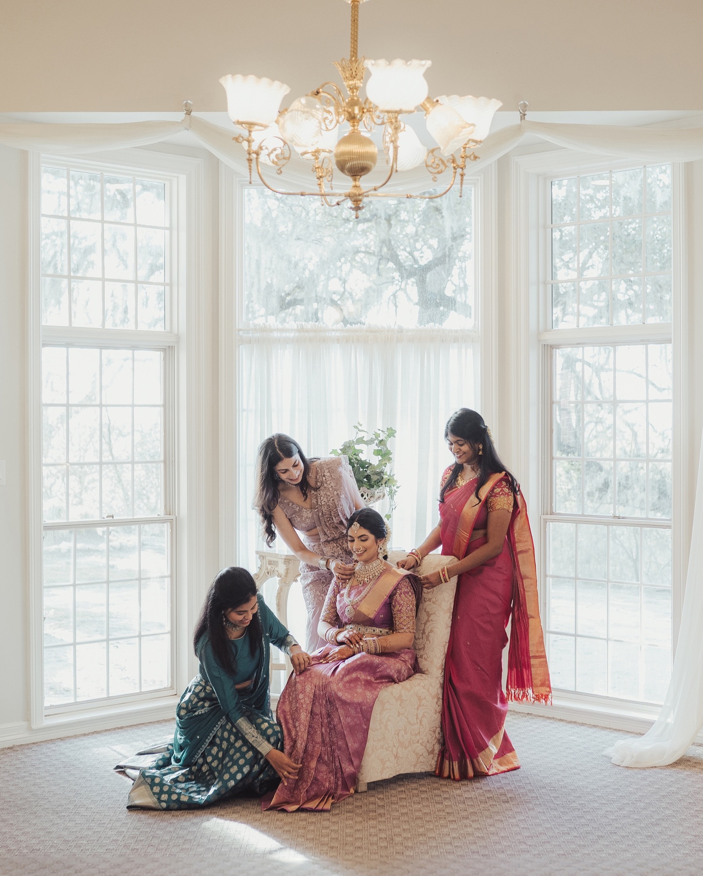 Rachana surrounded by family while preparing for her Telugu wedding