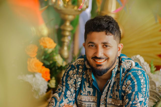 Bishal in a blue patterned kurta during the family celebrations