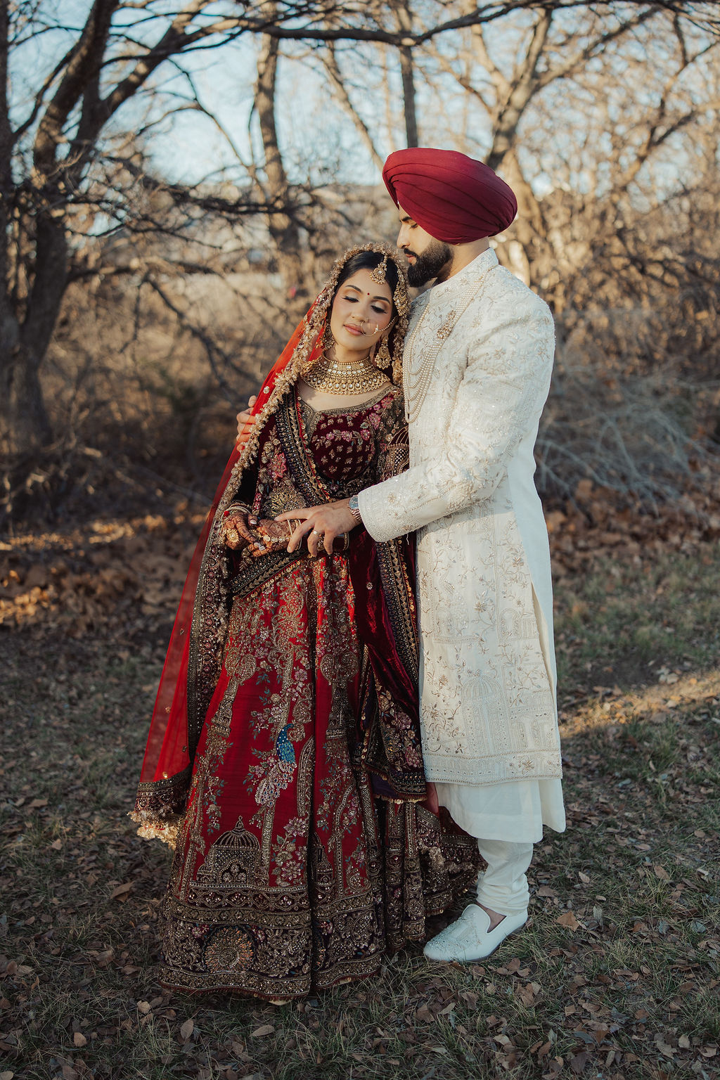 Manpreet Chera’s Sikh wedding portrait among winter trees