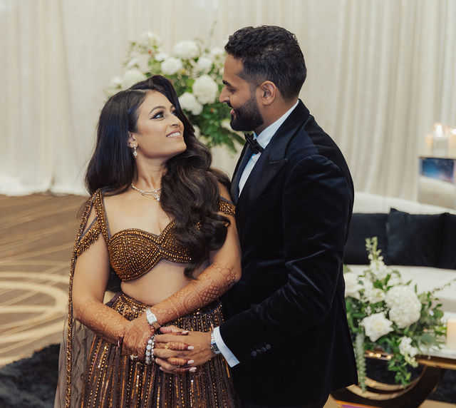 Shrusti and Rishi together in the reception light