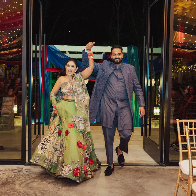The couple entering their Sangeet celebration
