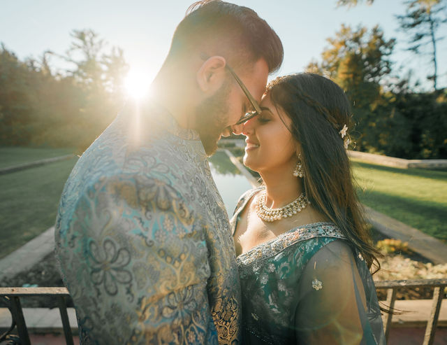 Vidhi and Mayank together in golden late-afternoon light