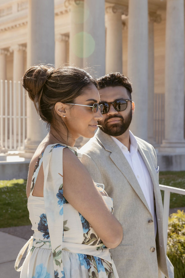 Yash and Parth together in warm California light