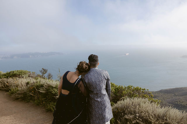 Yash and Parth looking out across the ocean
