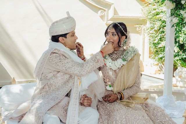 Zohal and Jairam sharing a close moment during the ceremony